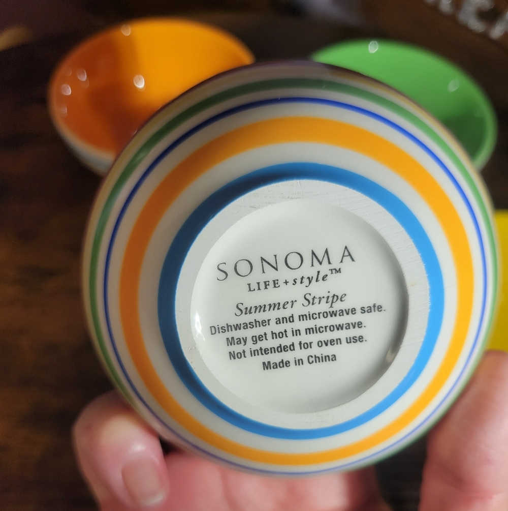 Sonoma Colorful Striped Ceramic Bowl Set of 4 - Picture 4 of 7